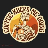 Coffee Keeps Me Going Skeleton Retro Sunset Tumbler thumb 3