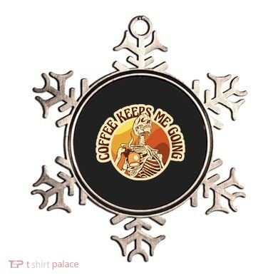 Coffee Keeps Me Going Skeleton Retro Sunset Ornament