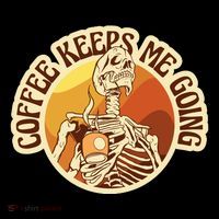 Coffee Keeps Me Going Skeleton Retro Sunset Ornament thumb 1