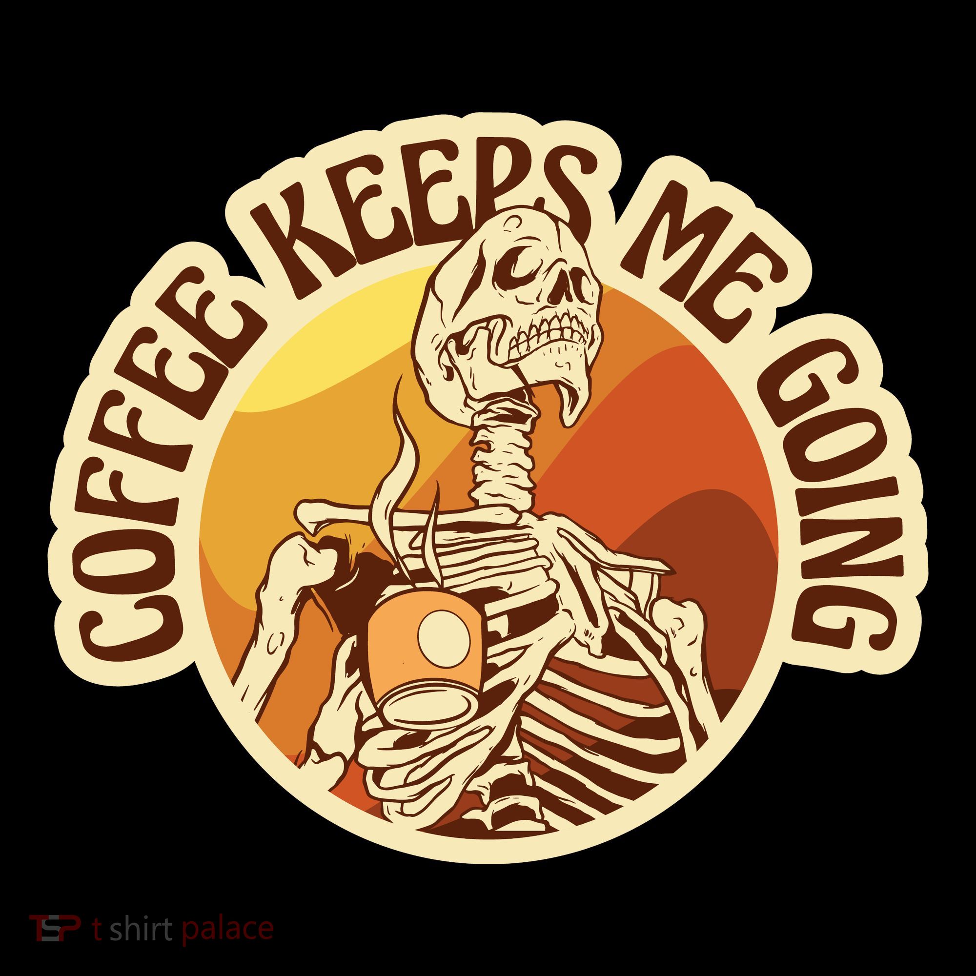 Coffee Keeps Me Going Skeleton Retro Sunset Ornament