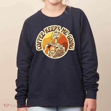 Coffee Keeps Me Going Skeleton Retro Sunset Women's Sweatshirt