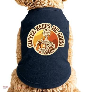 Coffee Keeps Me Going Skeleton Retro Sunset Doggie Tank