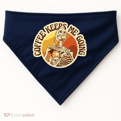 Coffee Keeps Me Going Skeleton Retro Sunset USA-Made Doggie Bandana