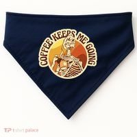 Coffee Keeps Me Going Skeleton Retro Sunset USA-Made Doggie Bandana thumb 0