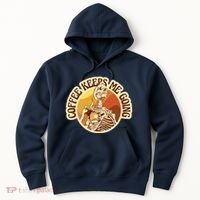 Coffee Keeps Me Going Skeleton Retro Sunset Hoodie thumb 0