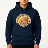 Coffee Keeps Me Going Skeleton Retro Sunset Hoodie thumb 2