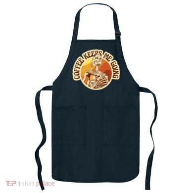 Coffee Keeps Me Going Skeleton Retro Sunset Apron