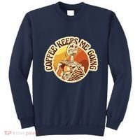 Coffee Keeps Me Going Skeleton Retro Sunset Sweatshirt thumb 0