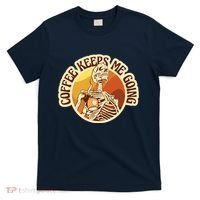 Coffee Keeps Me Going Skeleton Retro Sunset T-Shirt thumb 0