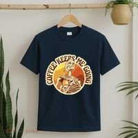 Coffee Keeps Me Going Skeleton Retro Sunset T-Shirt thumb 2