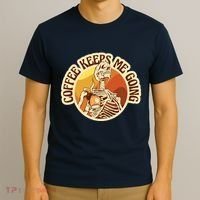 Coffee Keeps Me Going Skeleton Retro Sunset T-Shirt thumb 3