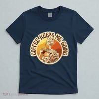 Coffee Keeps Me Going Skeleton Retro Sunset T-Shirt thumb 5