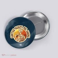 Coffee Keeps Me Going Skeleton Retro Sunset Button thumb 0