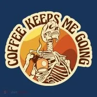Coffee Keeps Me Going Skeleton Retro Sunset Bucket Hat thumb 4