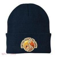 Coffee Keeps Me Going Skeleton Retro Sunset Beanie thumb 0