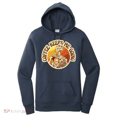 Coffee Keeps Me Going Skeleton Retro Sunset Women's Hoodie