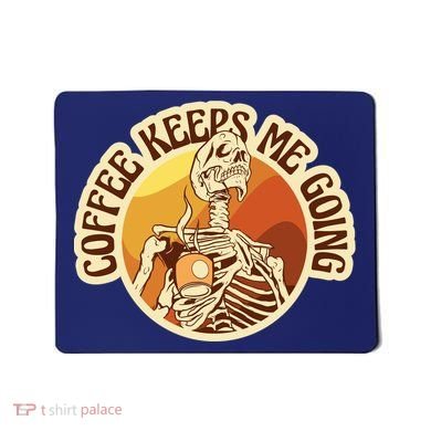 Coffee Keeps Me Going Skeleton Retro Sunset Mousepad