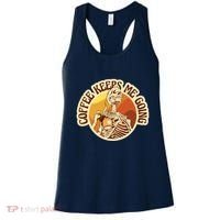 Coffee Keeps Me Going Skeleton Retro Sunset Women's Tank Top thumb 0
