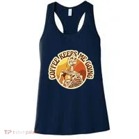 Coffee Keeps Me Going Skeleton Retro Sunset Women's Tank Top thumb 0