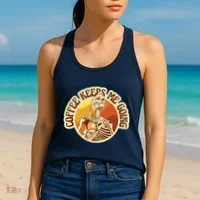 Coffee Keeps Me Going Skeleton Retro Sunset Women's Tank Top thumb 2