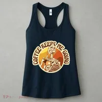 Coffee Keeps Me Going Skeleton Retro Sunset Women's Tank Top thumb 3