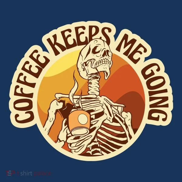 Coffee Keeps Me Going Skeleton Retro Sunset Women's Tank Top