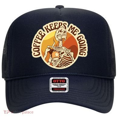 Coffee Keeps Me Going Skeleton Retro Sunset Hat