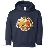 Coffee Keeps Me Going Skeleton Retro Sunset Toddler Hoodie thumb 0