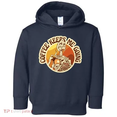 Coffee Keeps Me Going Skeleton Retro Sunset Toddler Hoodie