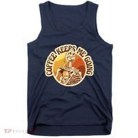 Coffee Keeps Me Going Skeleton Retro Sunset Tank Top thumb 0