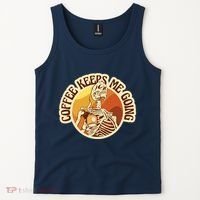 Coffee Keeps Me Going Skeleton Retro Sunset Tank Top thumb 2