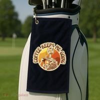 Coffee Keeps Me Going Skeleton Retro Sunset Golf Towel thumb 2