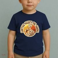 Coffee Keeps Me Going Skeleton Retro Sunset Toddler T-Shirt thumb 2