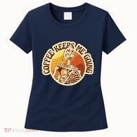Coffee Keeps Me Going Skeleton Retro Sunset Women's T-Shirt thumb 0