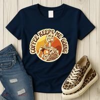 Coffee Keeps Me Going Skeleton Retro Sunset Women's T-Shirt thumb 3