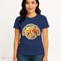 Coffee Keeps Me Going Skeleton Retro Sunset Women's T-Shirt thumb 4