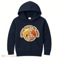 Coffee Keeps Me Going Skeleton Retro Sunset Kids Hoodie thumb 0