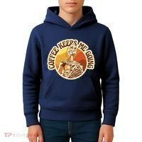 Coffee Keeps Me Going Skeleton Retro Sunset Kids Hoodie thumb 4