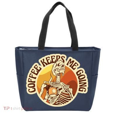 Coffee Keeps Me Going Skeleton Retro Sunset Tote Bag