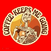 Coffee Keeps Me Going Skeleton Retro Sunset Santa Hat thumb 1
