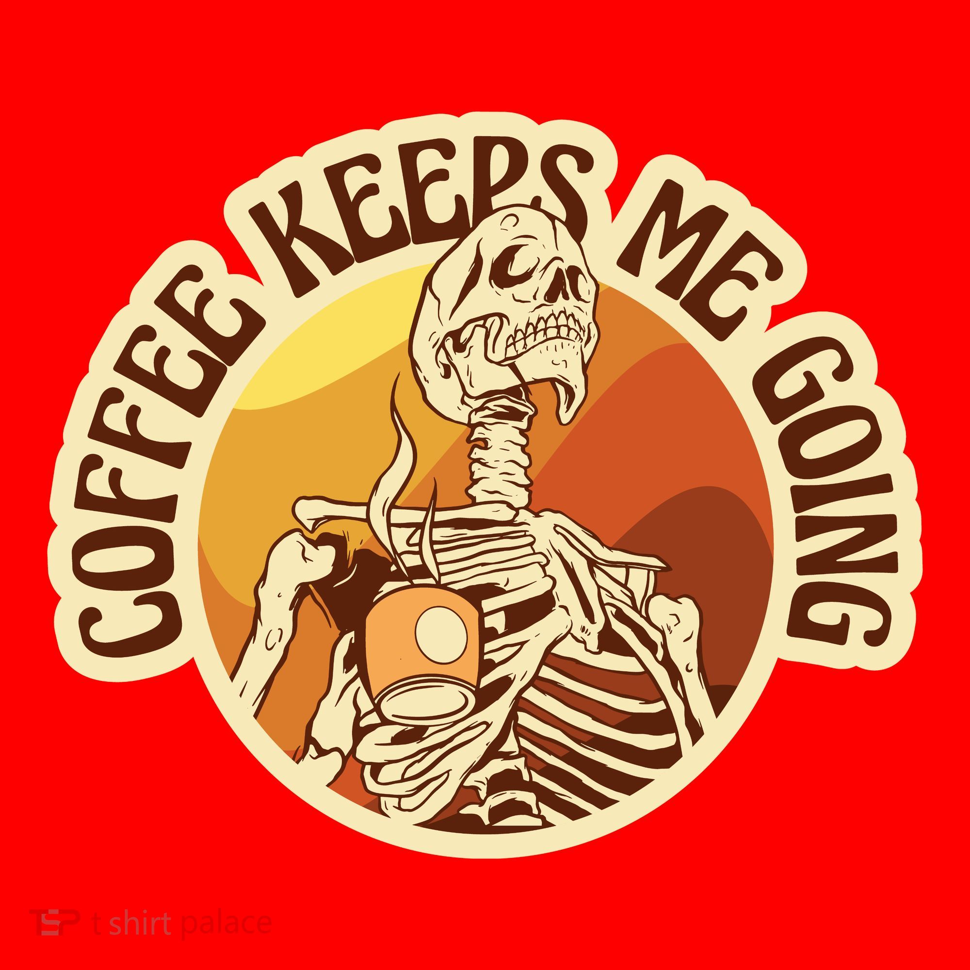 Coffee Keeps Me Going Skeleton Retro Sunset Santa Hat
