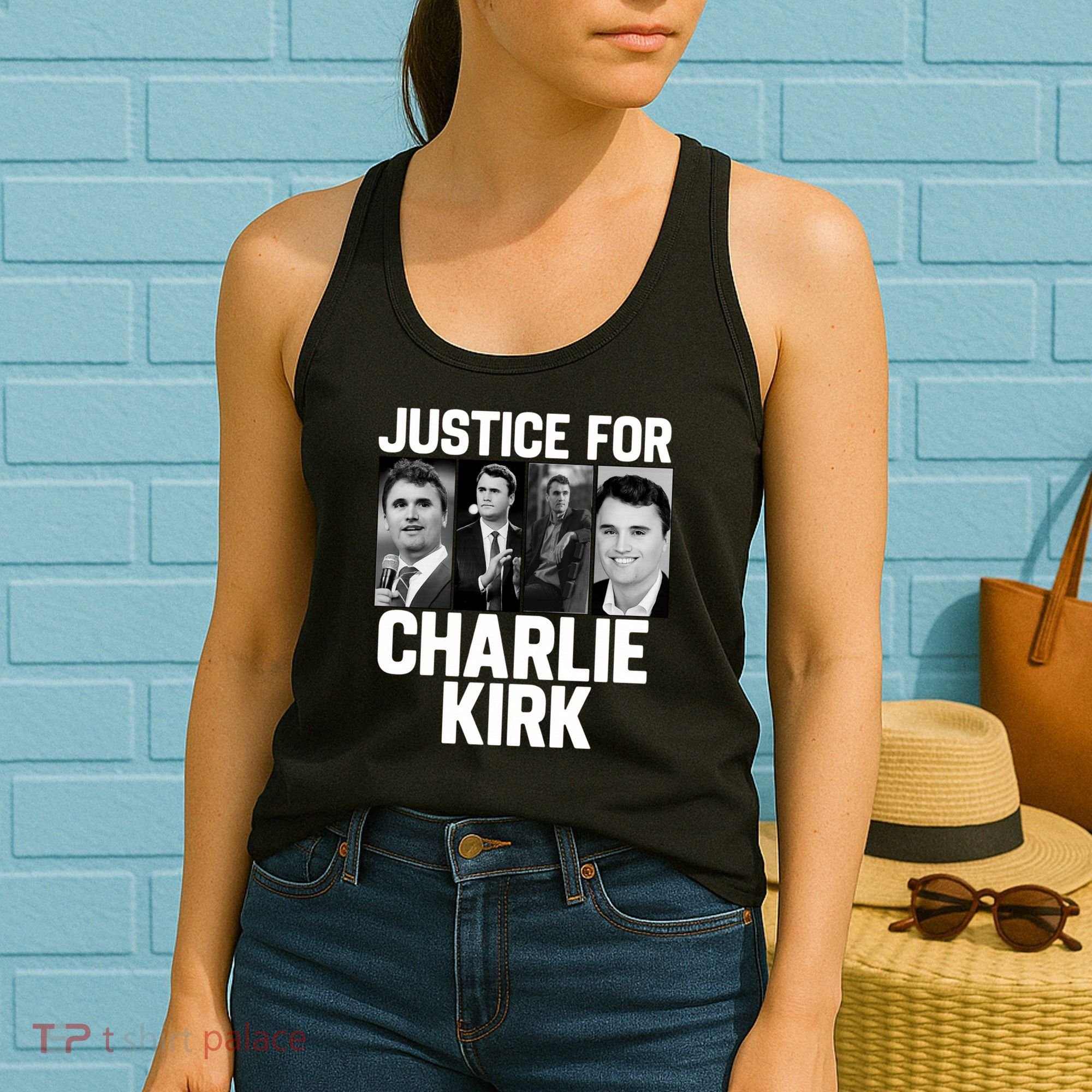 Charlie Kirk Memorial RIP Justice For Charlie Tribute Pray Women's Tank Top