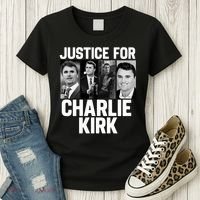 Charlie Kirk Memorial RIP Justice For Charlie Tribute Pray Women's T-Shirt thumb 3