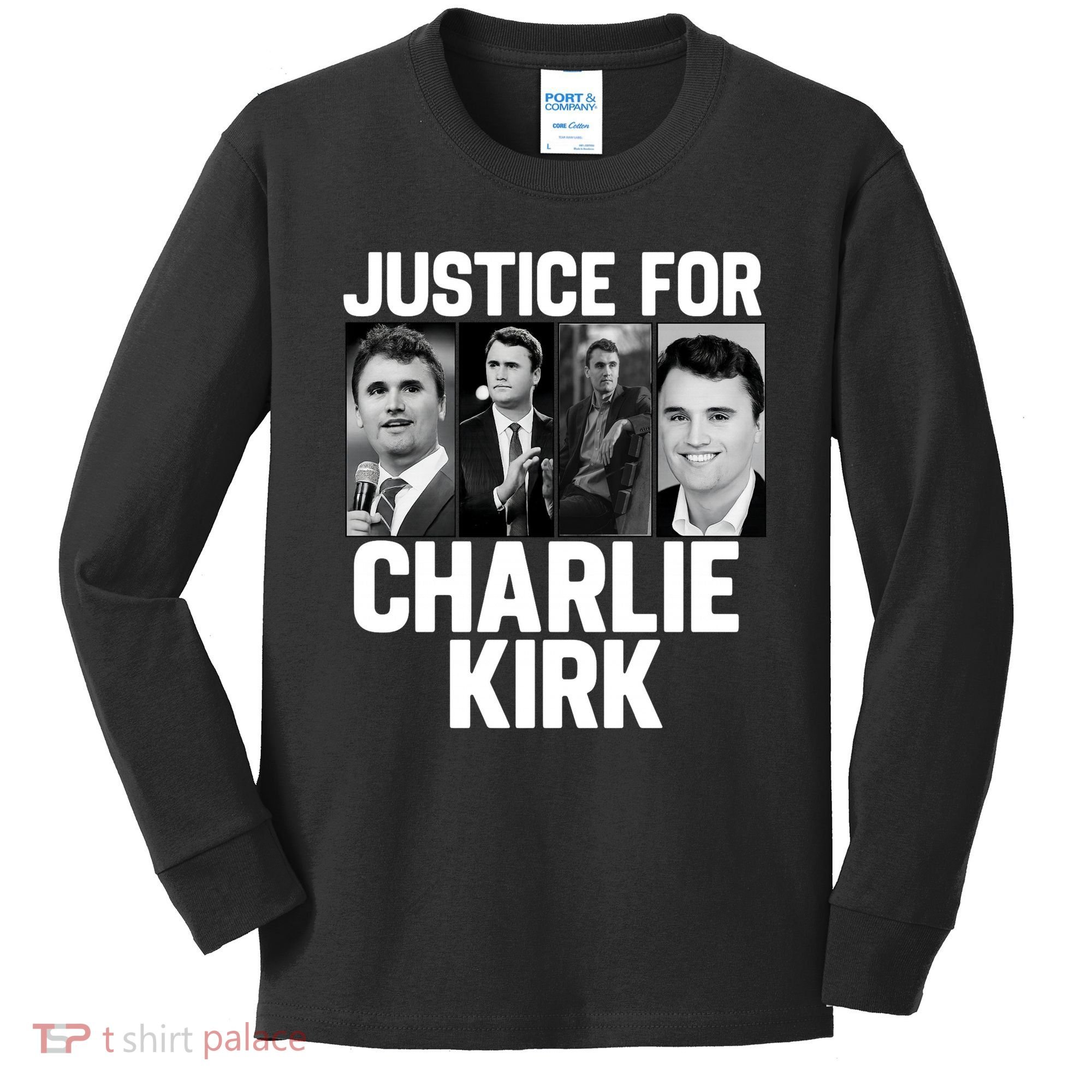 Charlie Kirk Memorial RIP Justice For Charlie Tribute Pray Kids Long Sleeve Shirt