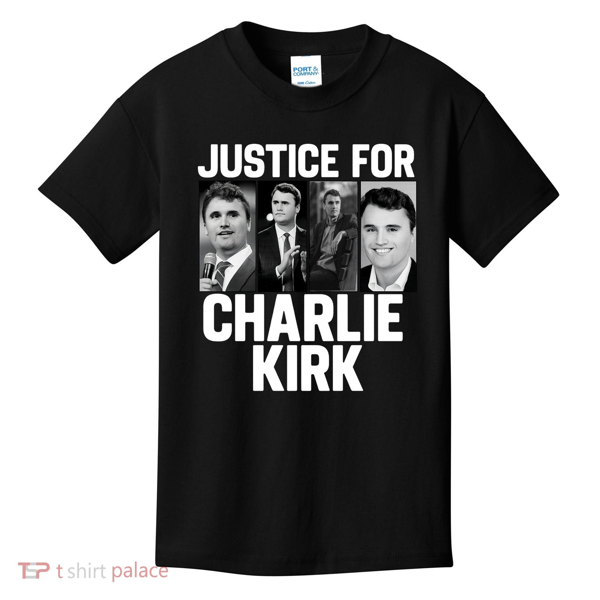 Charlie Kirk Memorial RIP Justice For Charlie Tribute Pray Kids T-Shirt