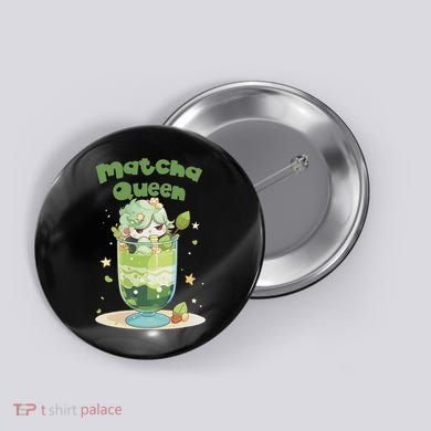 Cute Kawaii Matcha Latte Parfait Green Tea Ice Cream Button
