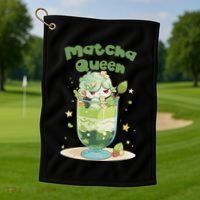 Cute Kawaii Matcha Latte Parfait Green Tea Ice Cream Golf Towel thumb 1