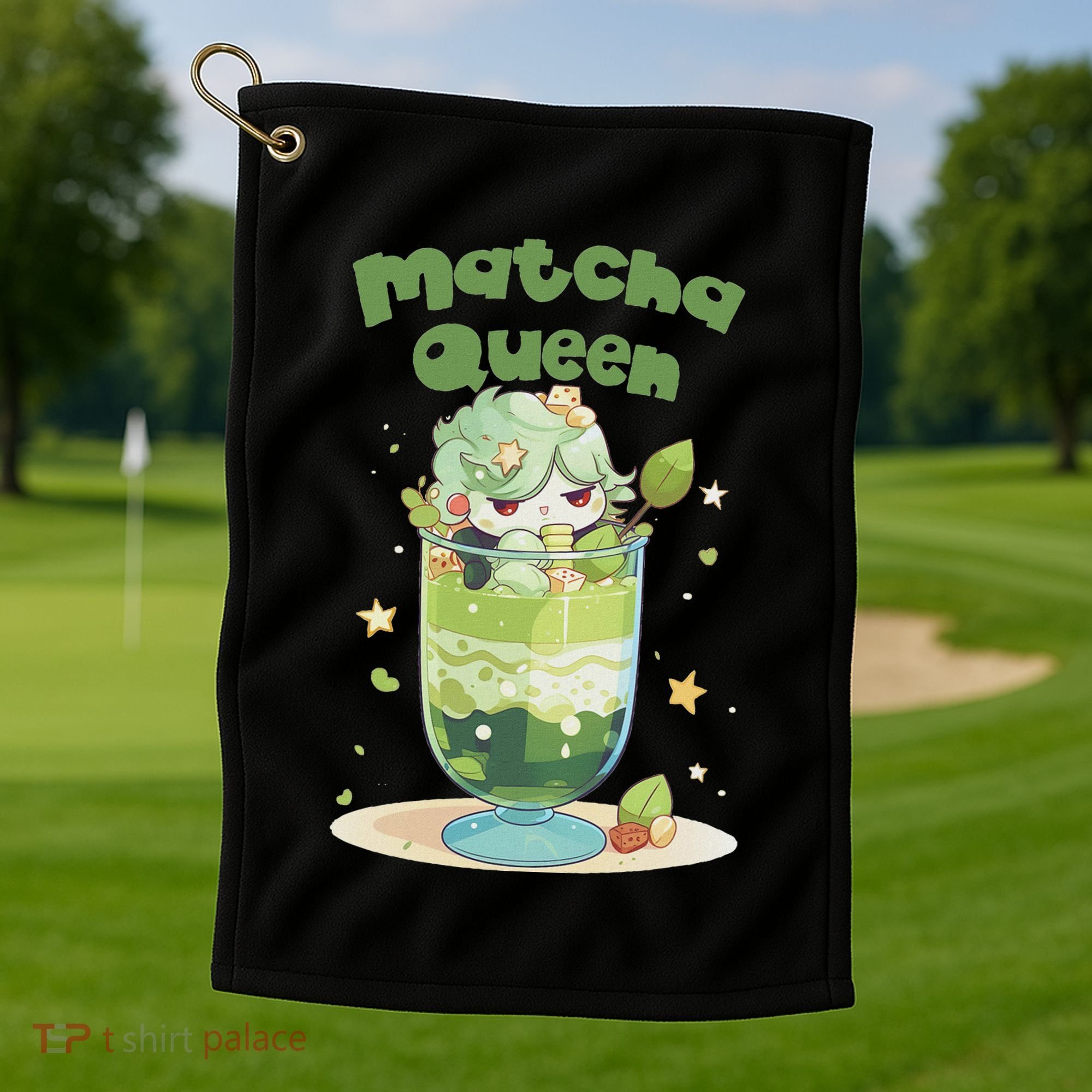 Cute Kawaii Matcha Latte Parfait Green Tea Ice Cream Golf Towel
