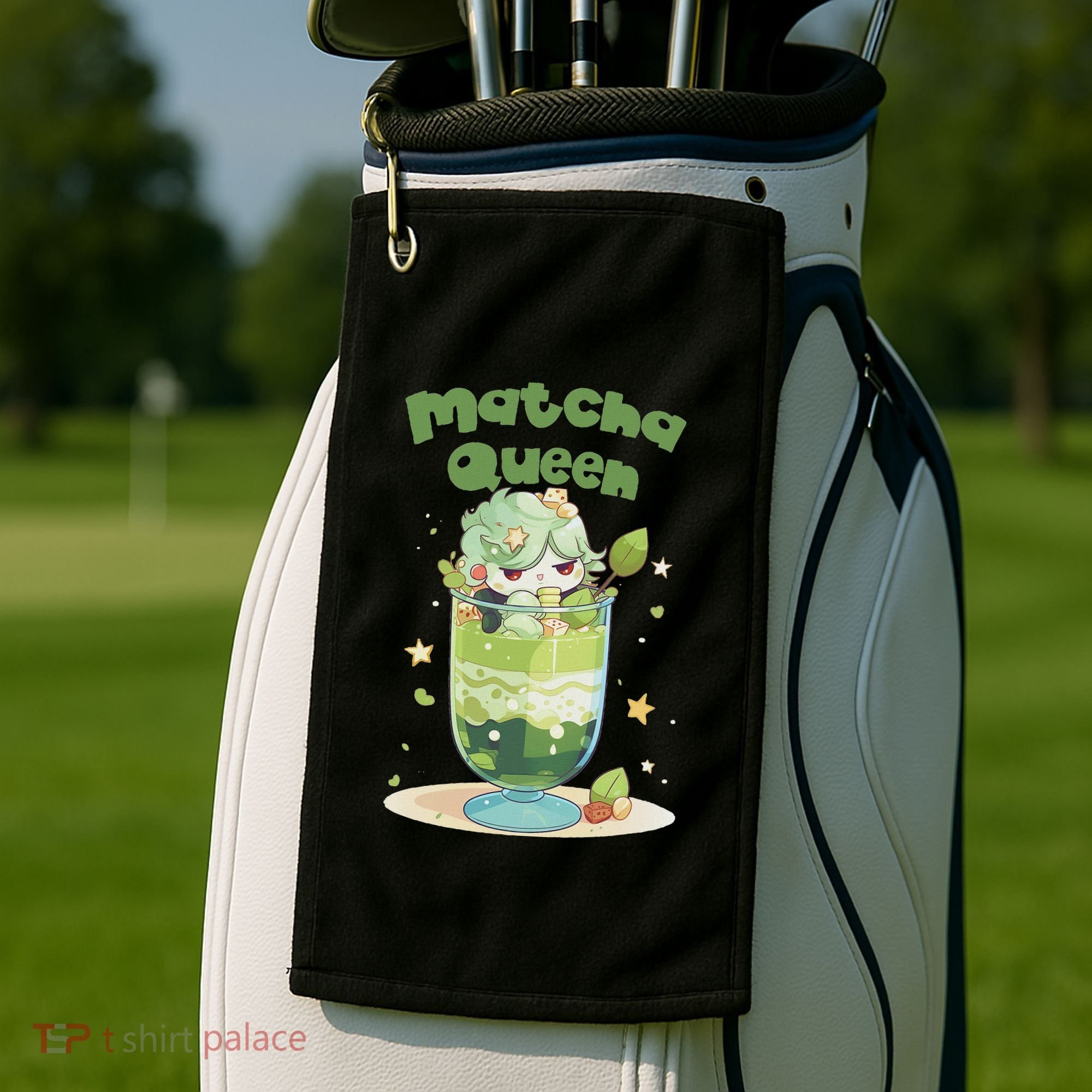 Cute Kawaii Matcha Latte Parfait Green Tea Ice Cream Golf Towel