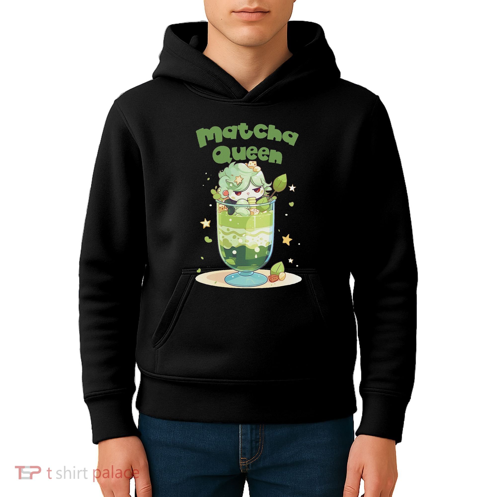 Cute Kawaii Matcha Latte Parfait Green Tea Ice Cream Kids Hoodie